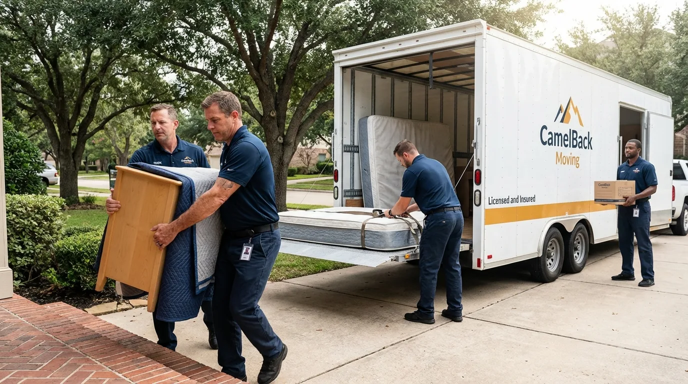Crew loading residential truck for cross-state move from Myrtle Beach, SC