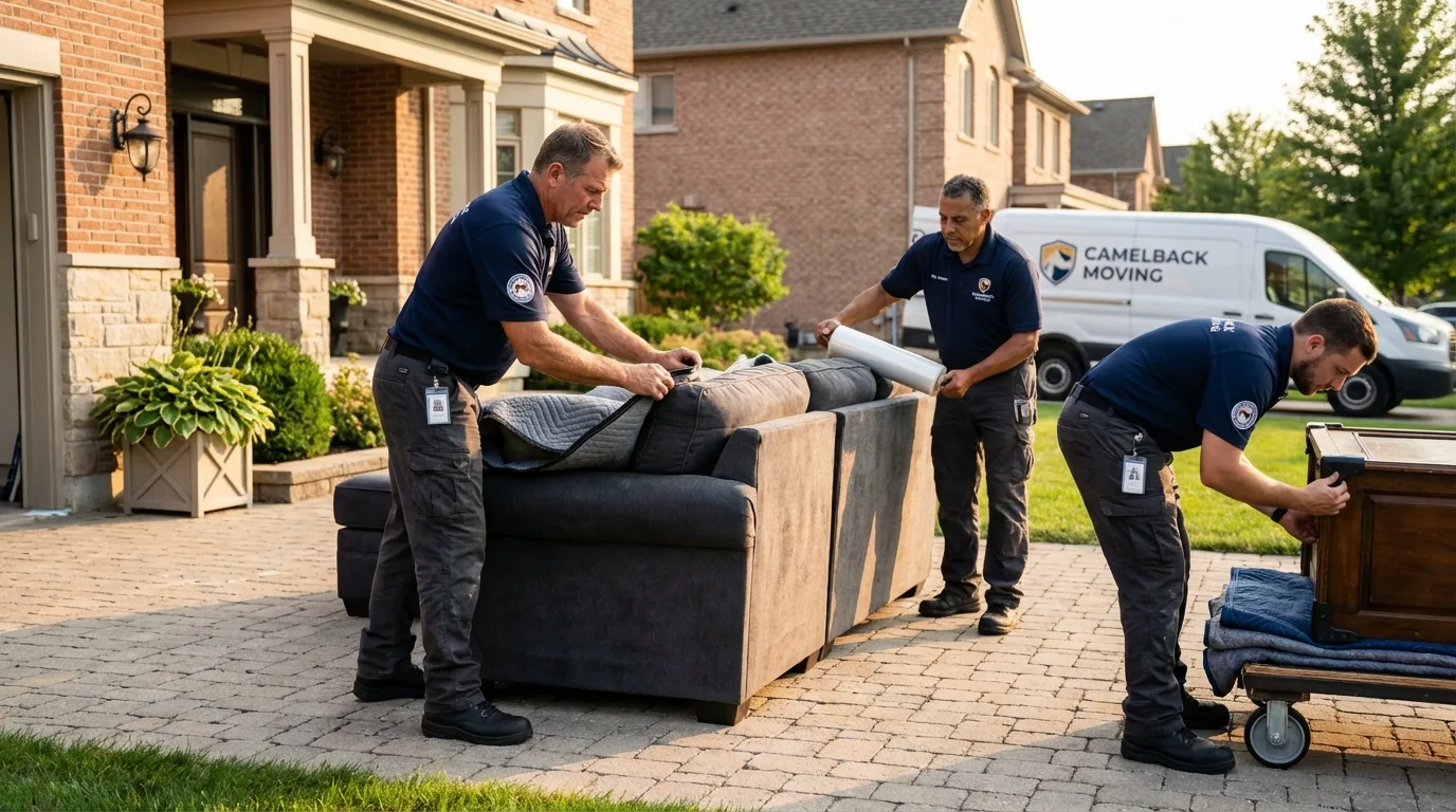 Large estate moving crew wrapping furniture in Myrtle Beach, SC