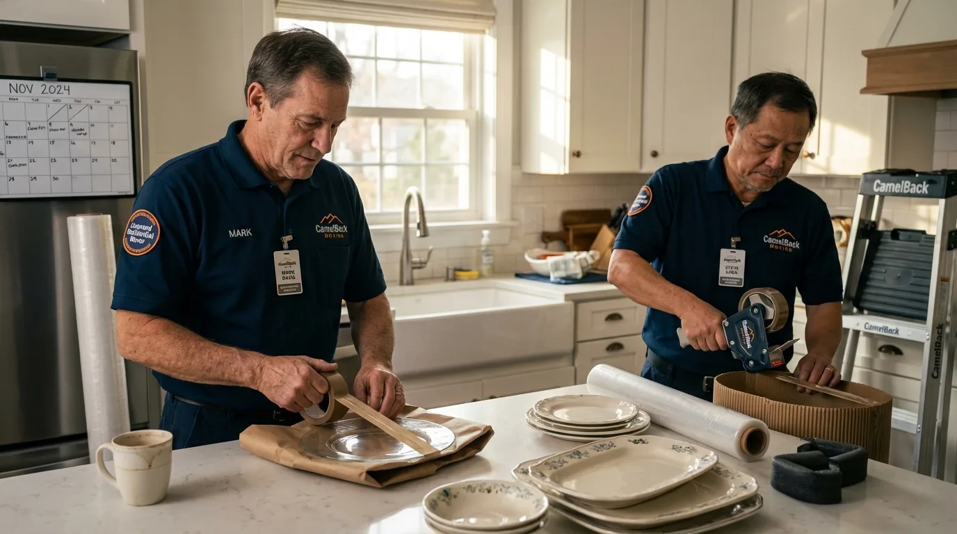 Professional crew packing kitchen dishware in Myrtle Beach, SC